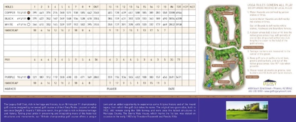 The Legacy Golf Club scorecard